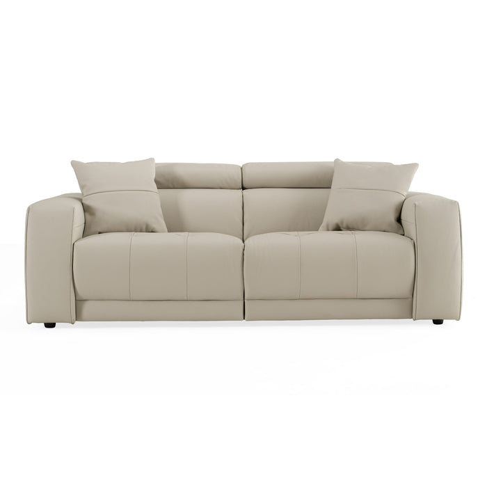 Dalton - Modern Italian Light Grey Leather 3-Seat Sofa + 2 Recliners