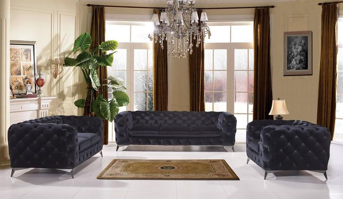 Delilah - Modern Black Fabric Loveseat