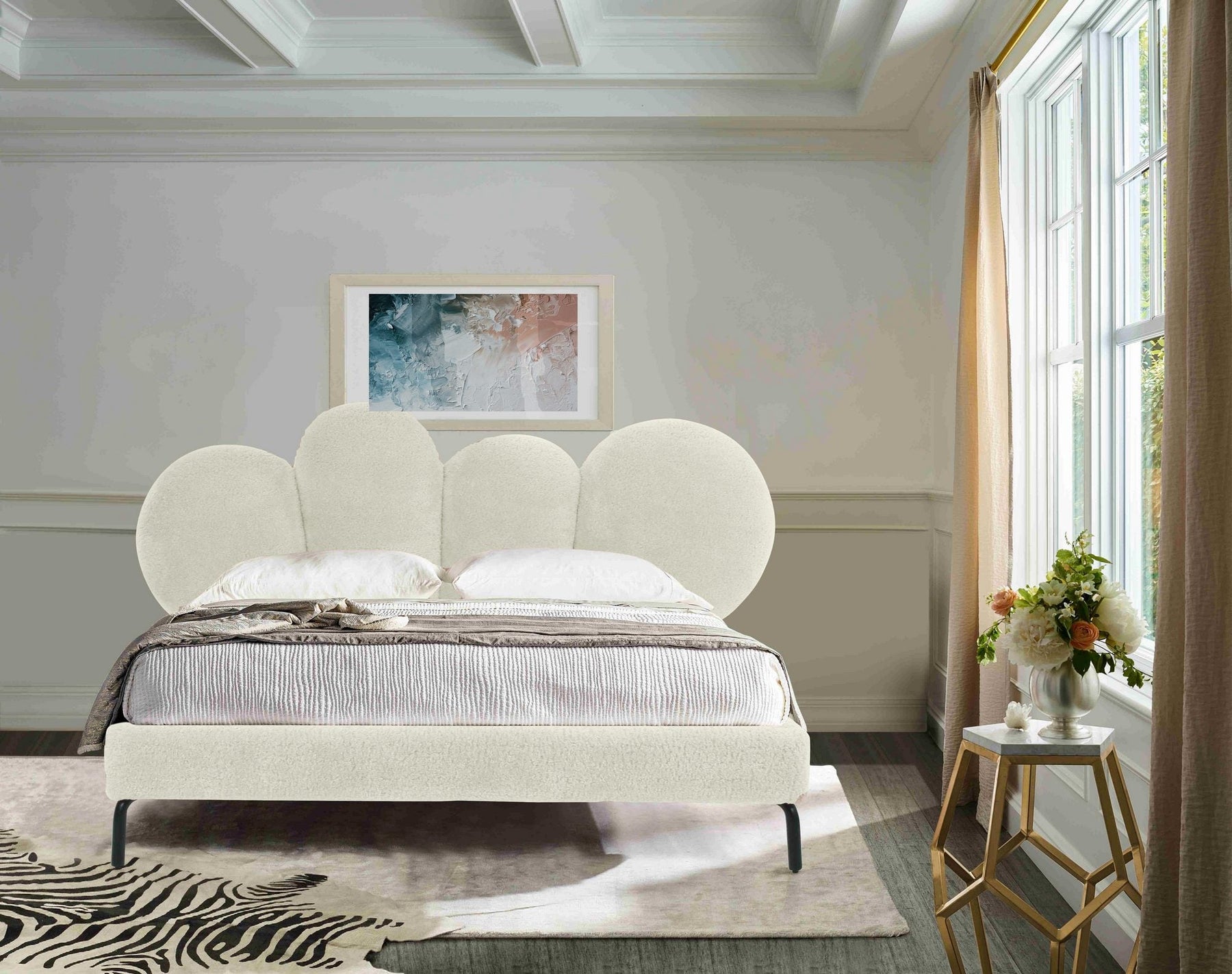 Destiny - Contemporary White Sherpa Bubble Bed