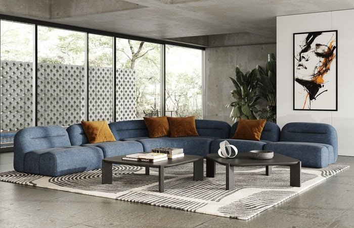 Forman - Modern Blue Fabric Modular Corner Sectional Seat