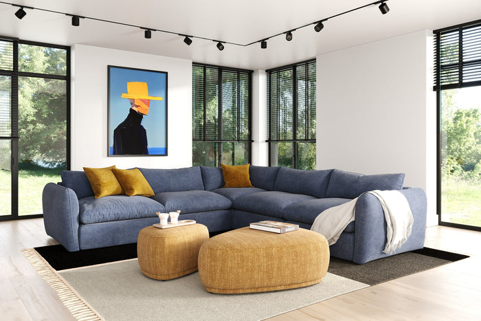 Kinsey - Modern Blue Fabric Modular Sectional Sofa