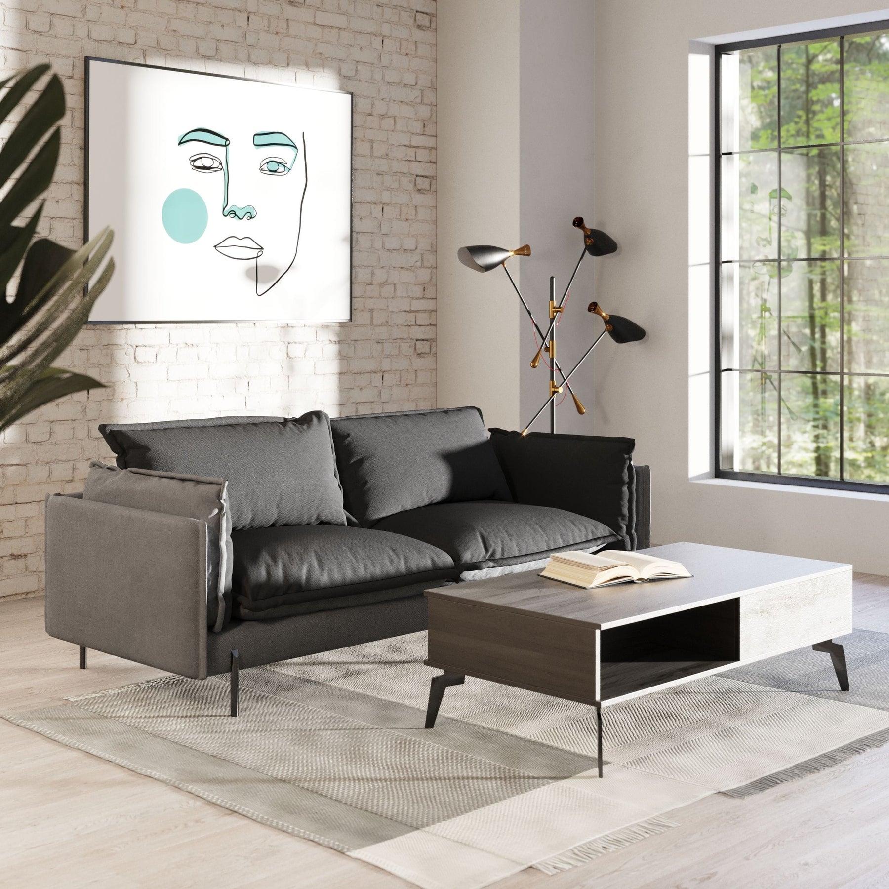 Mars - Modern Grey & Dark Grey Fabric Sofa