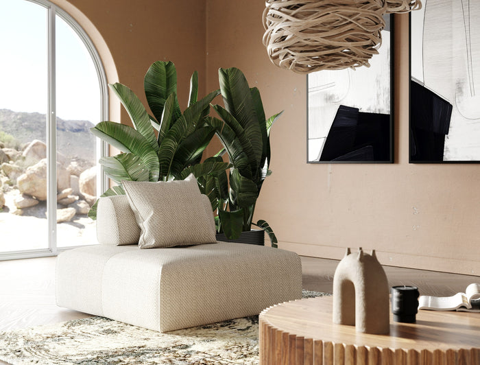 Mondo - Modern Modular Beige Fabric Armless Seat
