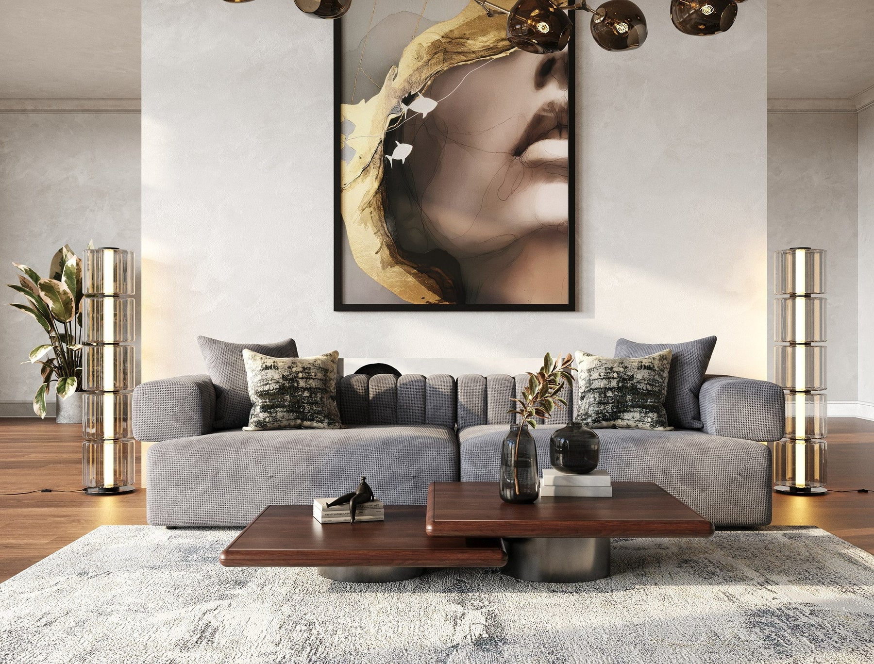 Moreno - Modern Grey Fabric 4-Seater Sofa