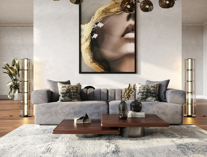 Moreno - Modern Grey Fabric 4-Seater Sofa