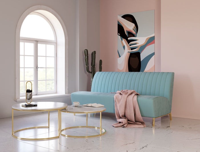 Mosko - Modern Light Green & Gold Fabric Sofa