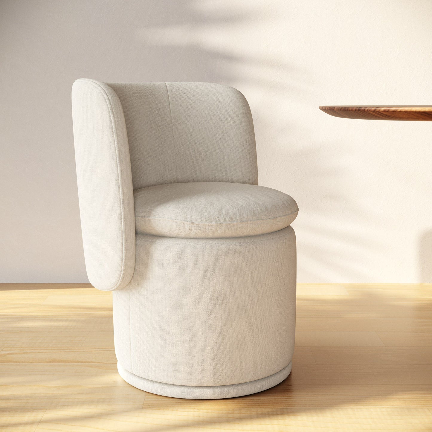 Norris - Modern Ivory Fabric Swivel Dining Chair