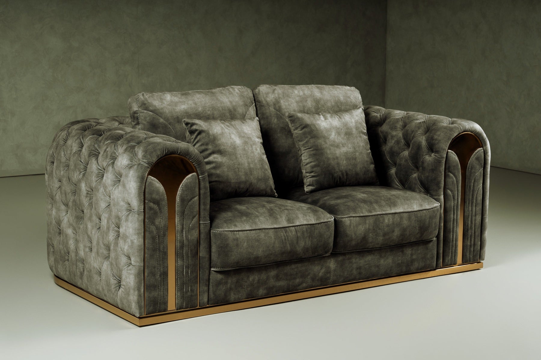 Dosie - Transitional Grey Velvet Loveseat