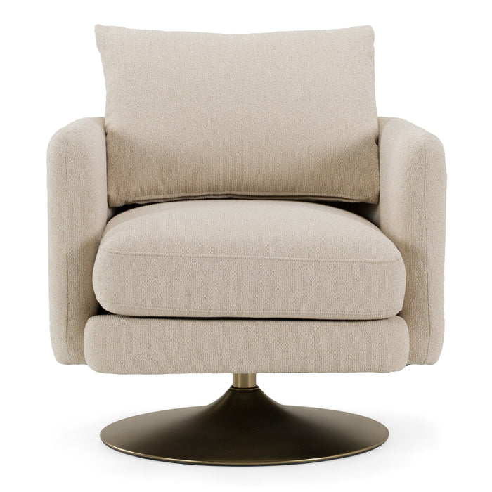 Doyle - Modern Cream Fabric + Gold Accent Chair