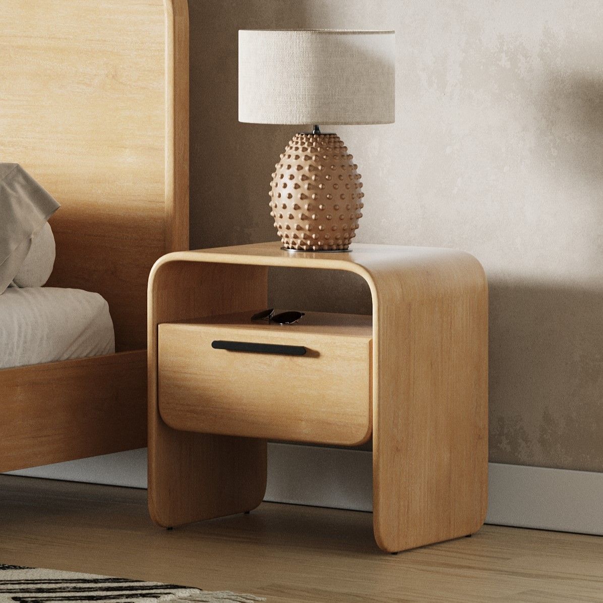 Dresden - Modern Natural Acacia 1-Drawer Nightstand