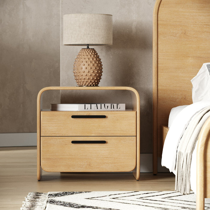 Dresden - Modern Natural Acacia 2-Drawer Nightstand