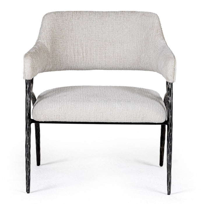 Ector - Modern Off-White Fabric + Forged Metal Accent Chair