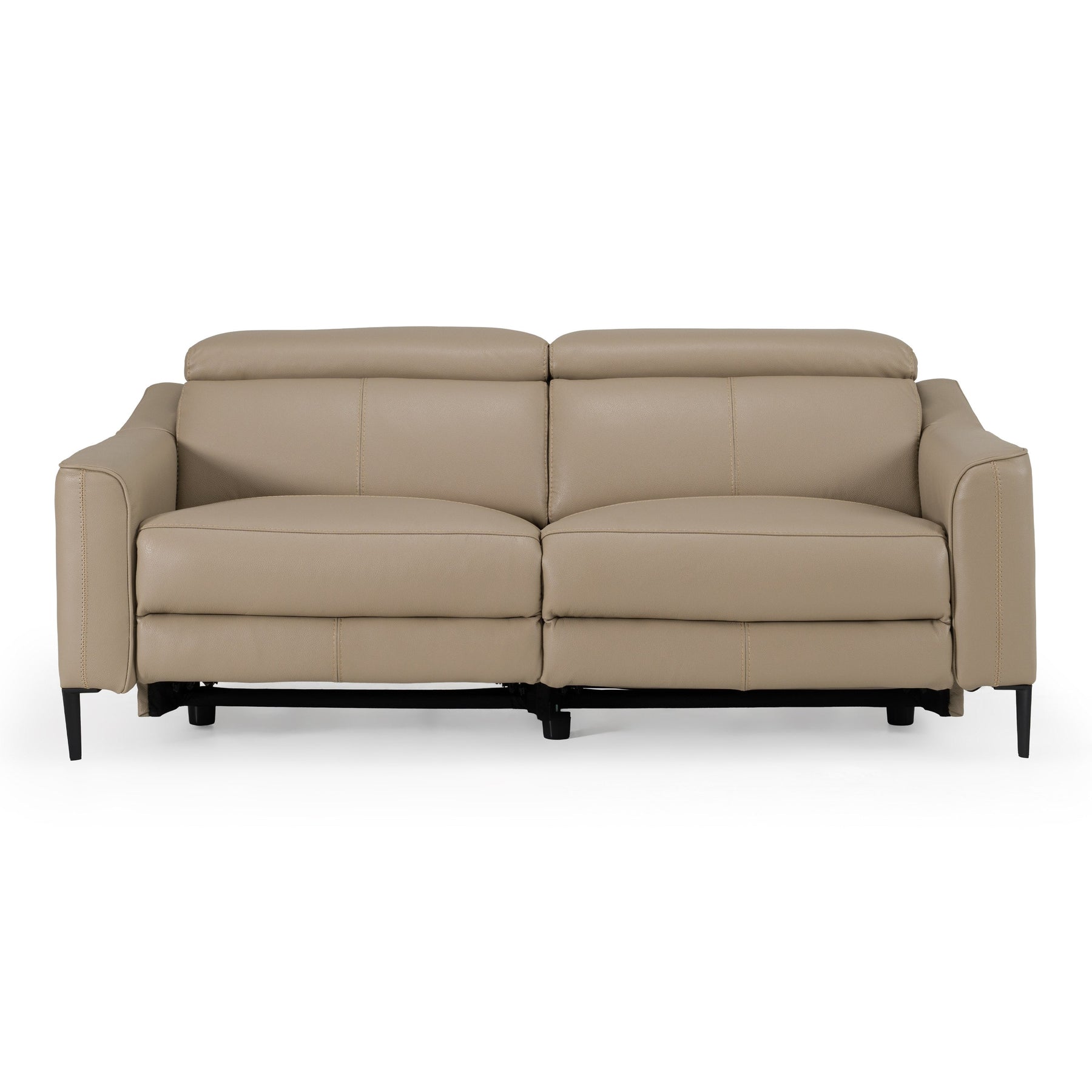 Eden - Modern Taupe Leather Loveseat with 2 Recliners