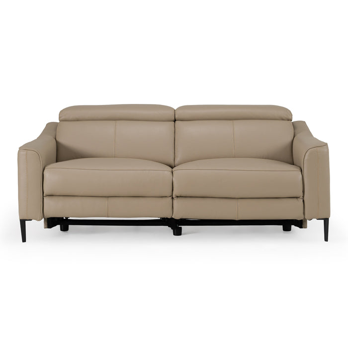 Eden - Modern Taupe Leather Loveseat with 2 Recliners