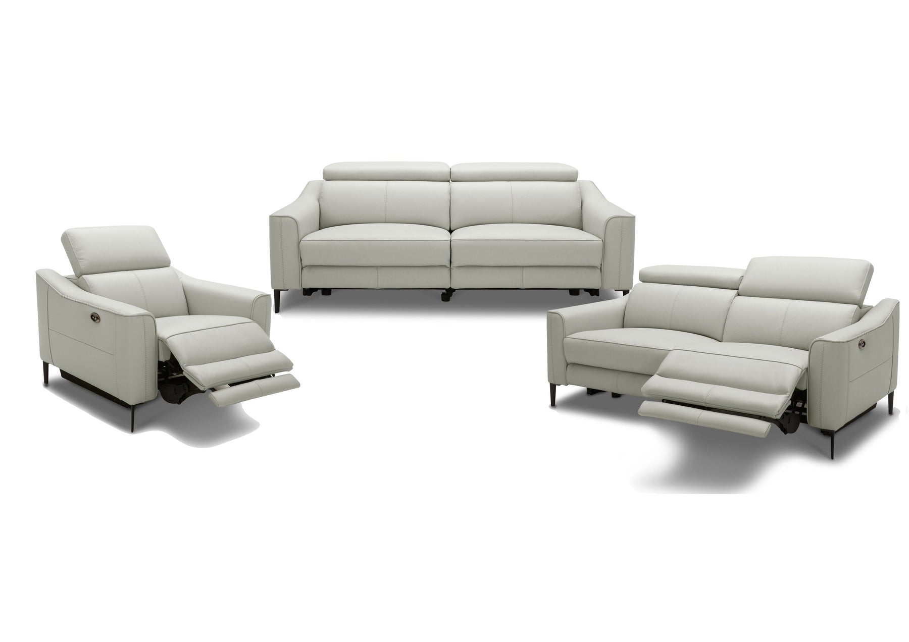 Eden - Modern Grey Leather Sofa Set