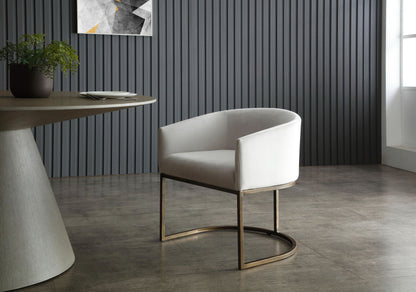 Elisa - Modern Beige Velvet & Brass Dining Chair