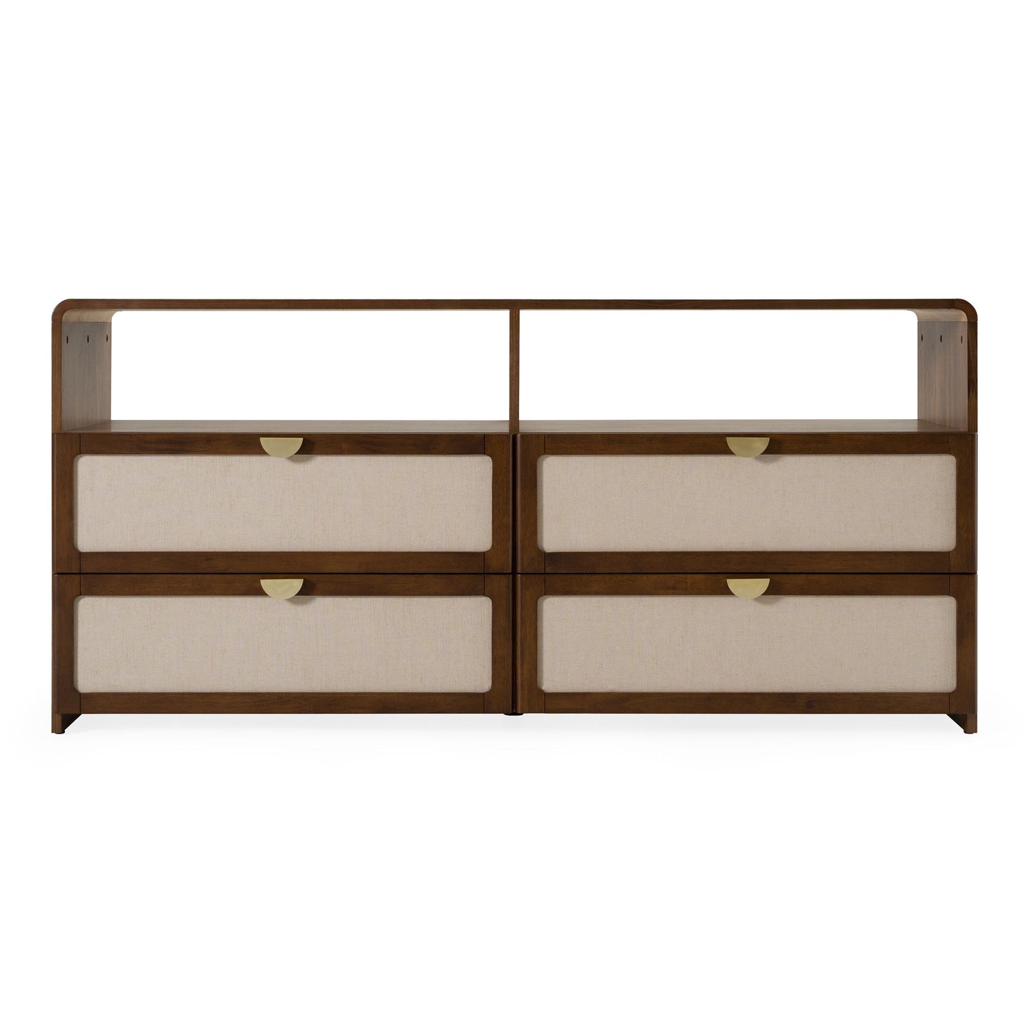 Emilio – Modern Natural Burlap + Walnut Dresser