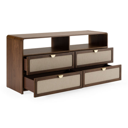 Emilio – Modern Natural Burlap + Walnut Dresser