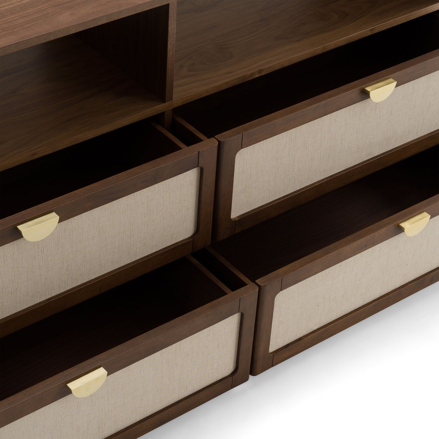 Emilio – Modern Natural Burlap + Walnut Dresser