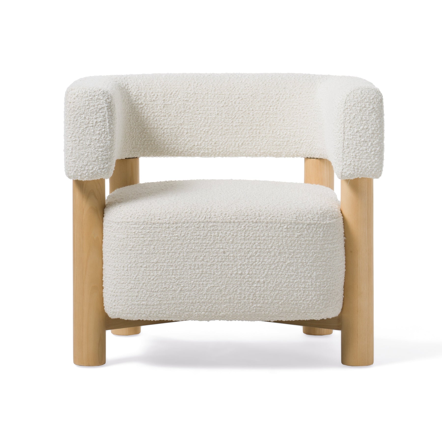 Fang - Modern White Fabric & Wood Accent Chair