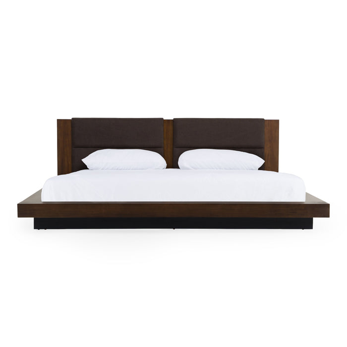 Fantasia - Dark Walnut/Dark Grey Bed and Two Nightstands