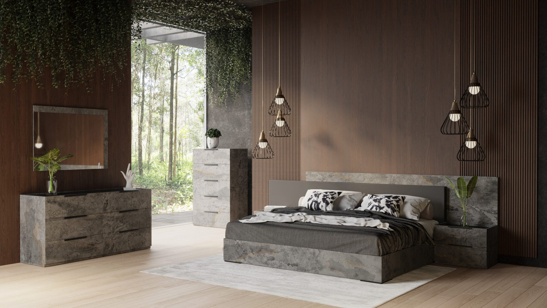 Ferrara - Modern Volcano Oxide Grey Bedroom Set