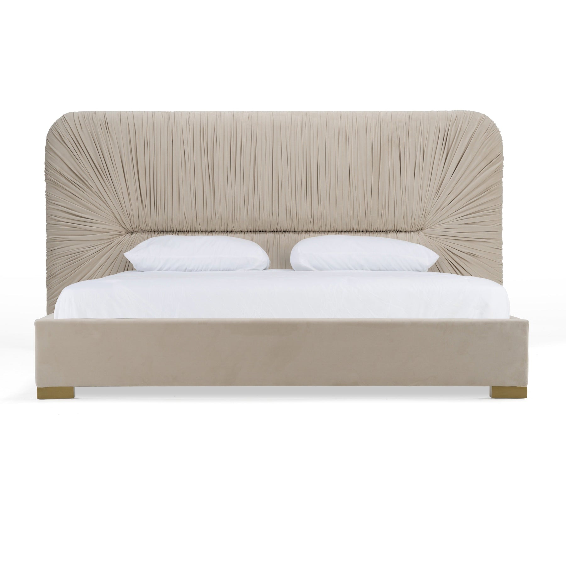 Florence - Modern Beige Velvet + Gold Bed