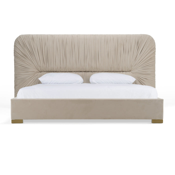 Florence - Modern Beige Velvet + Gold Bed