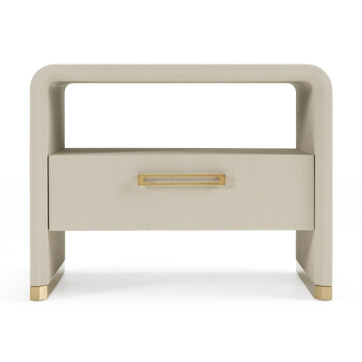 Florence - Modern Beige Leatherette + Gold Nightstand