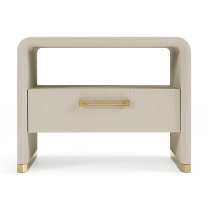 Florence - Modern Beige Leatherette + Gold Nightstand
