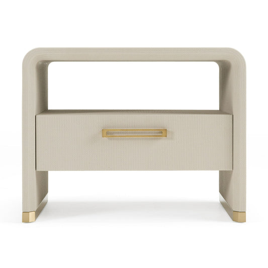 Florence - Modern Beige Leatherette + Gold Nightstand