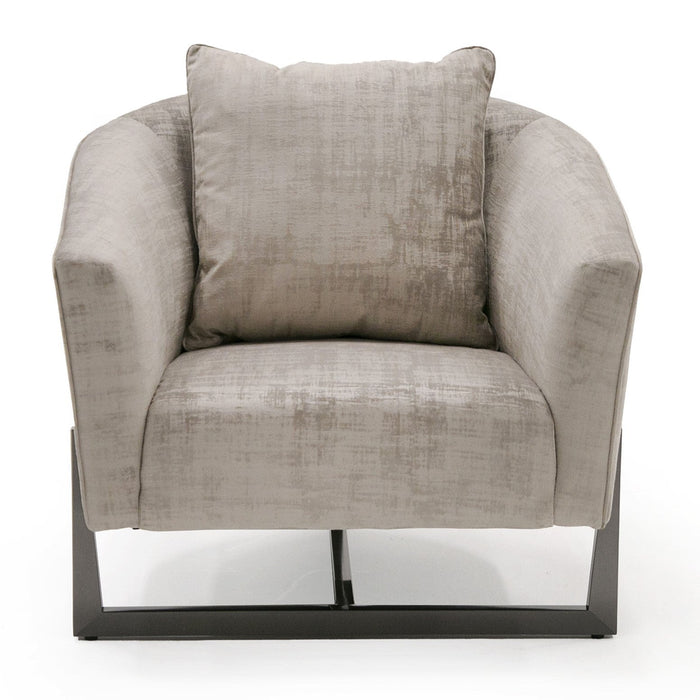 Forbis - Contemporary Light Grey Fabric + Bronze Accent Chair