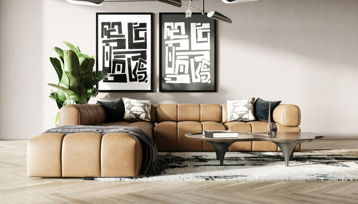 Everest - Modern Brown Leather Modular Sectional Sofa