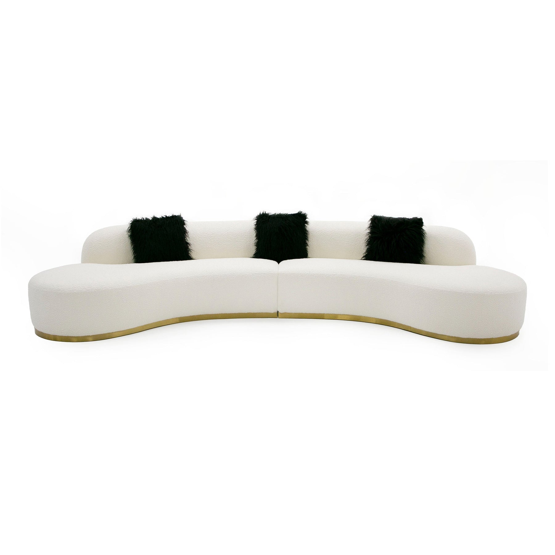 Frontier - Glam Off-White Fabric Curved Sectional Sofa with Black Pillows