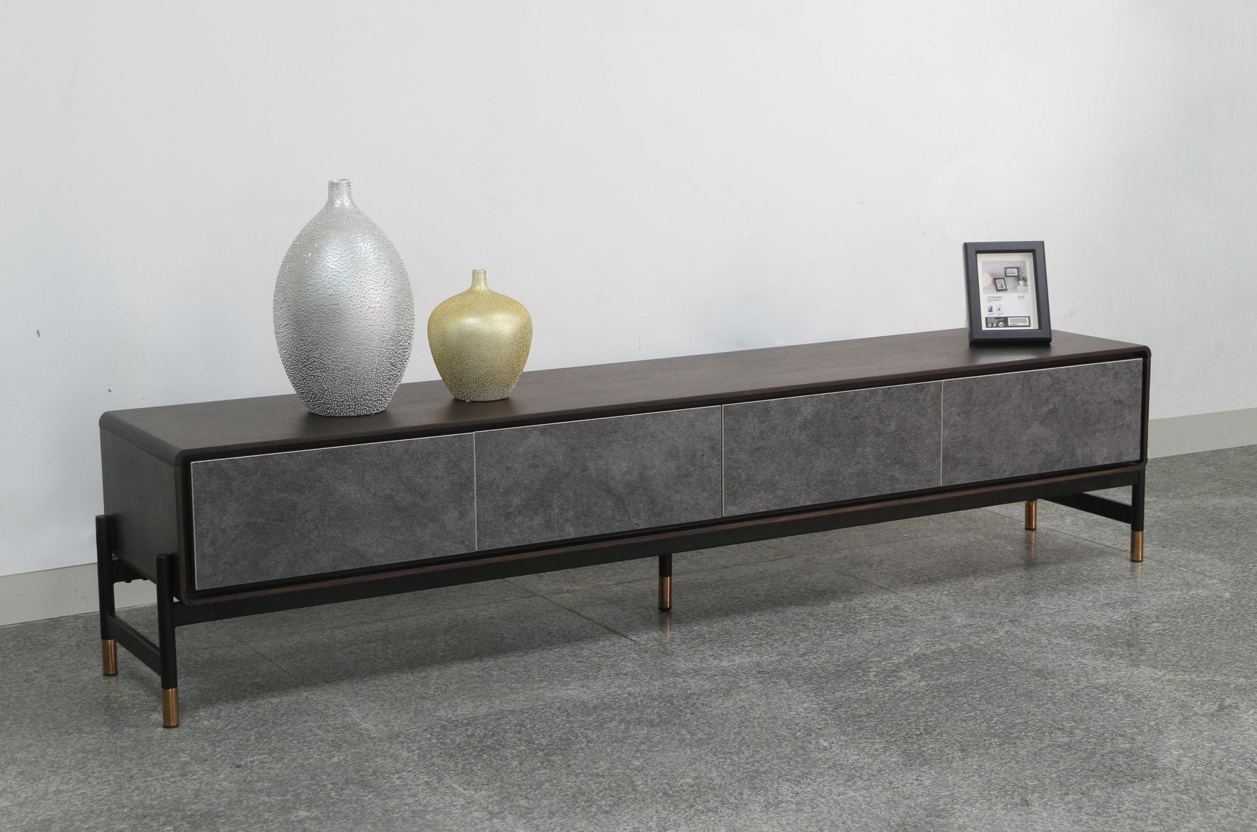 Gabrielle - Contemporary Acacia & Gold TV Stand