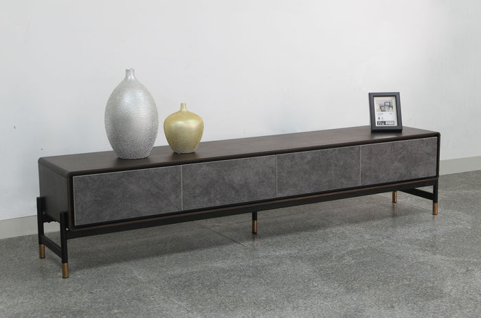 Gabrielle - Contemporary Acacia & Gold TV Stand