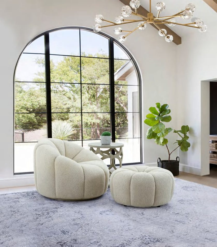 Gadson - Contemporary White Sherpa Ottoman