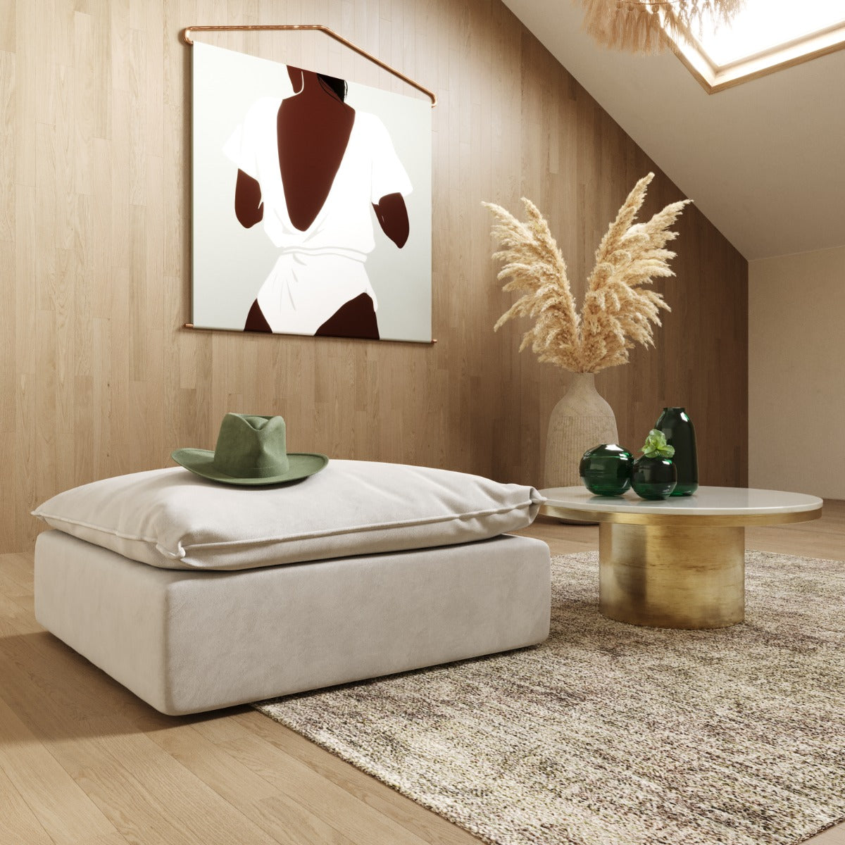 Garman - Modern Light Grey Ottoman