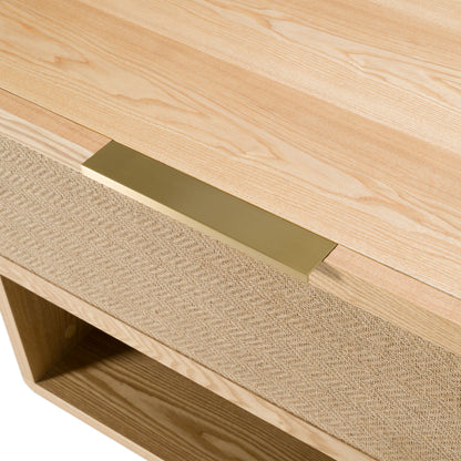 Gavin - Modern Natural Ash + Rattan Nightstand