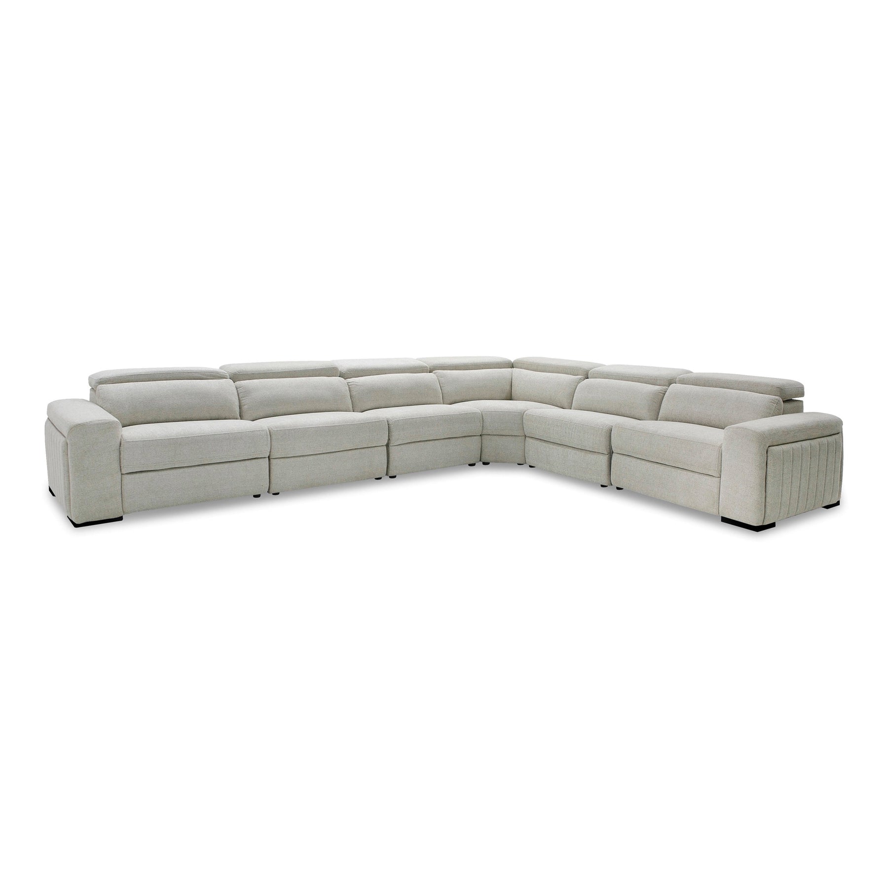 Gering - Modern Beige Fabric Sectional Sofa With 2 Power Recliners