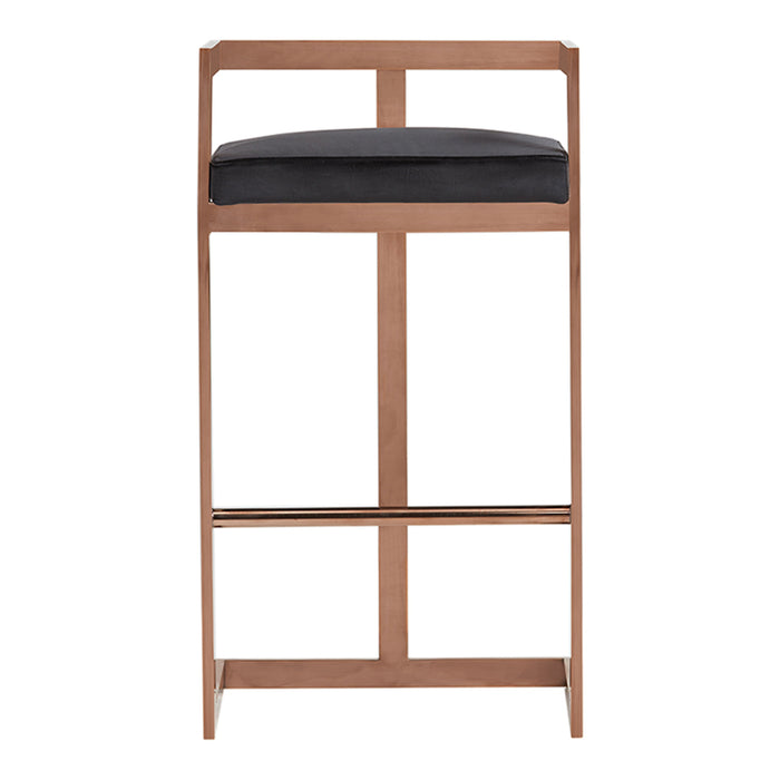 Halifax Modern Black Velvet & Rosegold Bar Stool