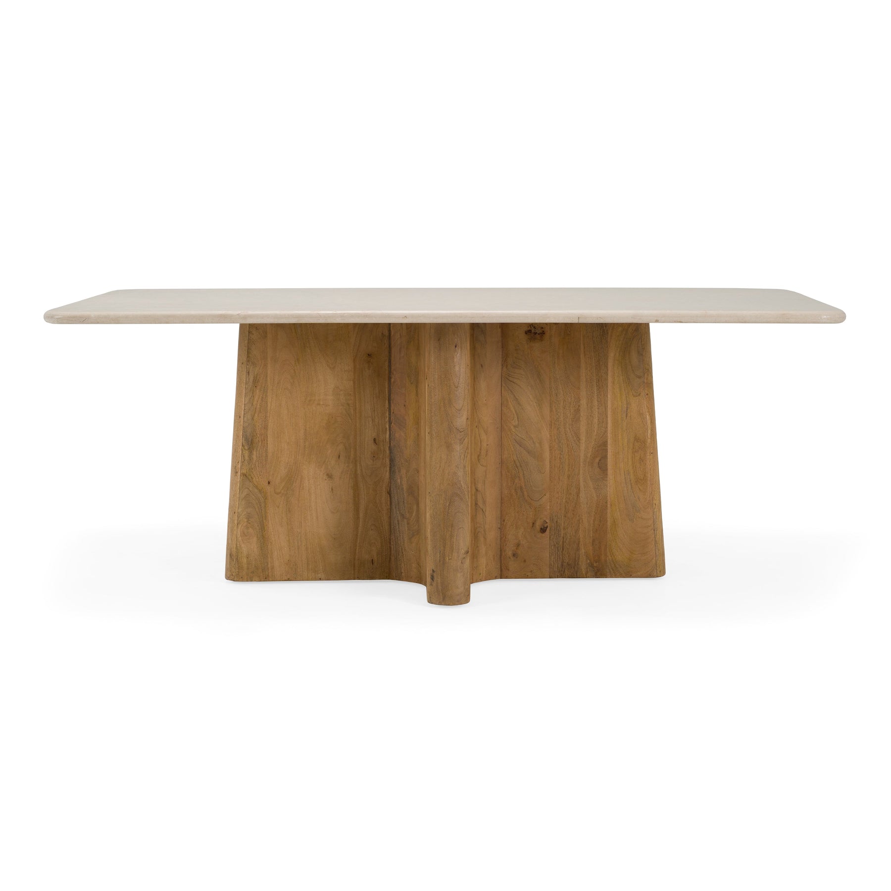 Harley - Modern Cream Marble + Mango Wood Rectangular Dining Table