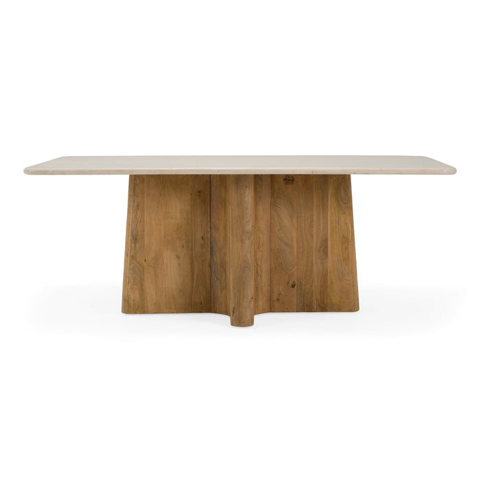 Harley - Modern Cream Marble + Mango Wood Rectangular Dining Table