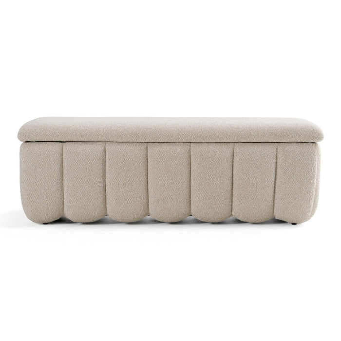 Harris - Modern Off-White Fabric Bench w/ Storage