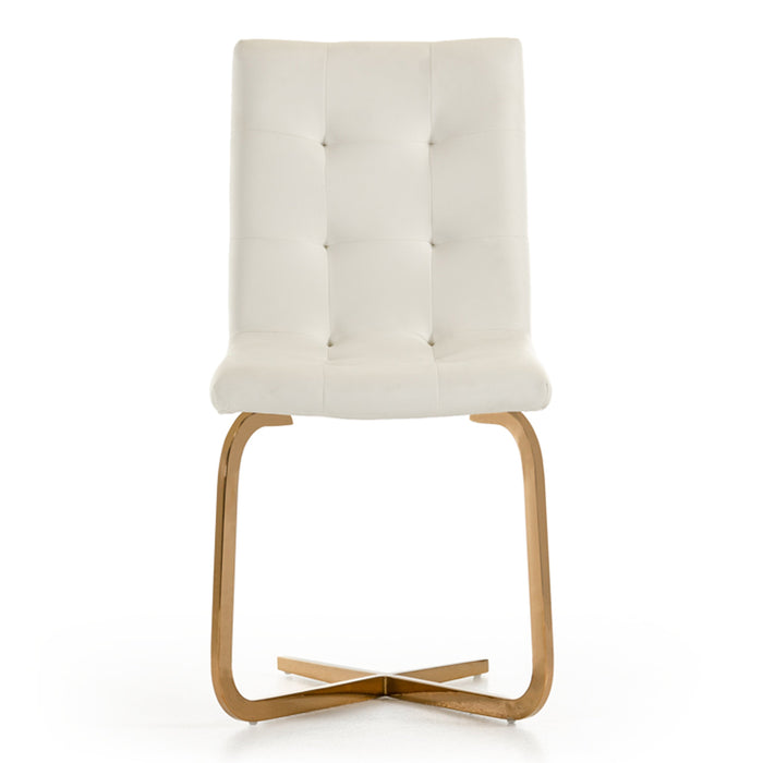 Haslet - Modern White & Rosegold Dining Chair (Set of 2)