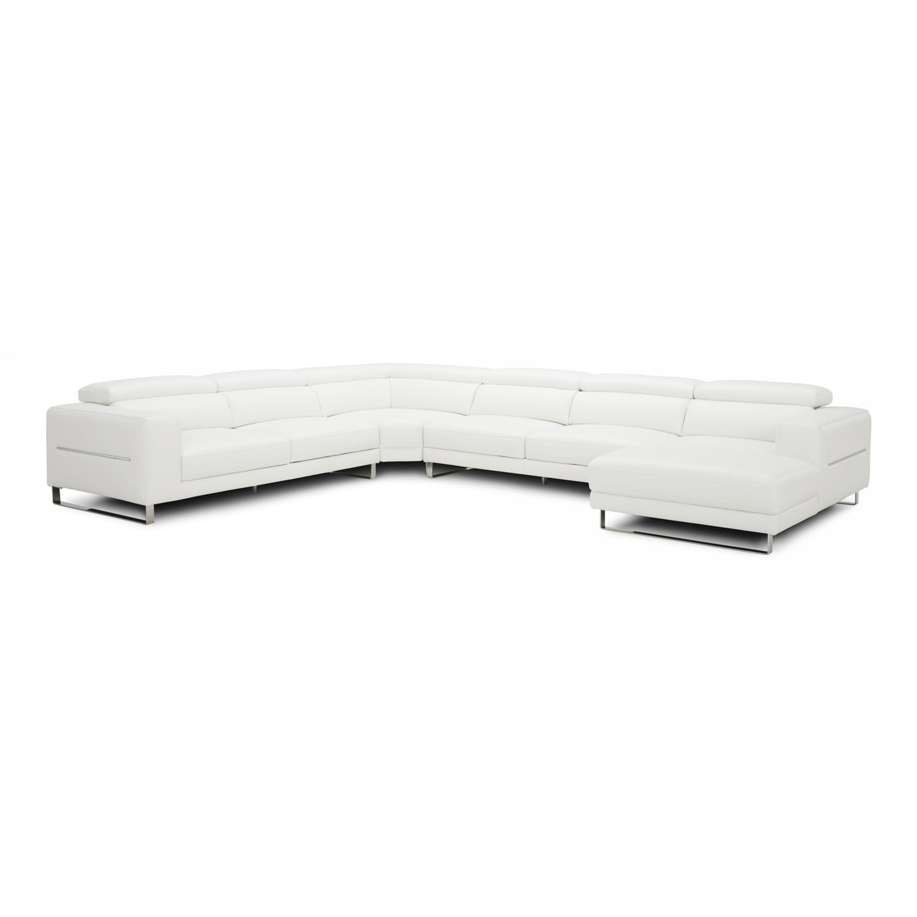Hawkey - Contemporary White Full Leather U Shaped Sectional Sofa