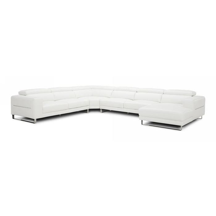 Hawkey - Contemporary White Full Leather U Shaped Sectional Sofa