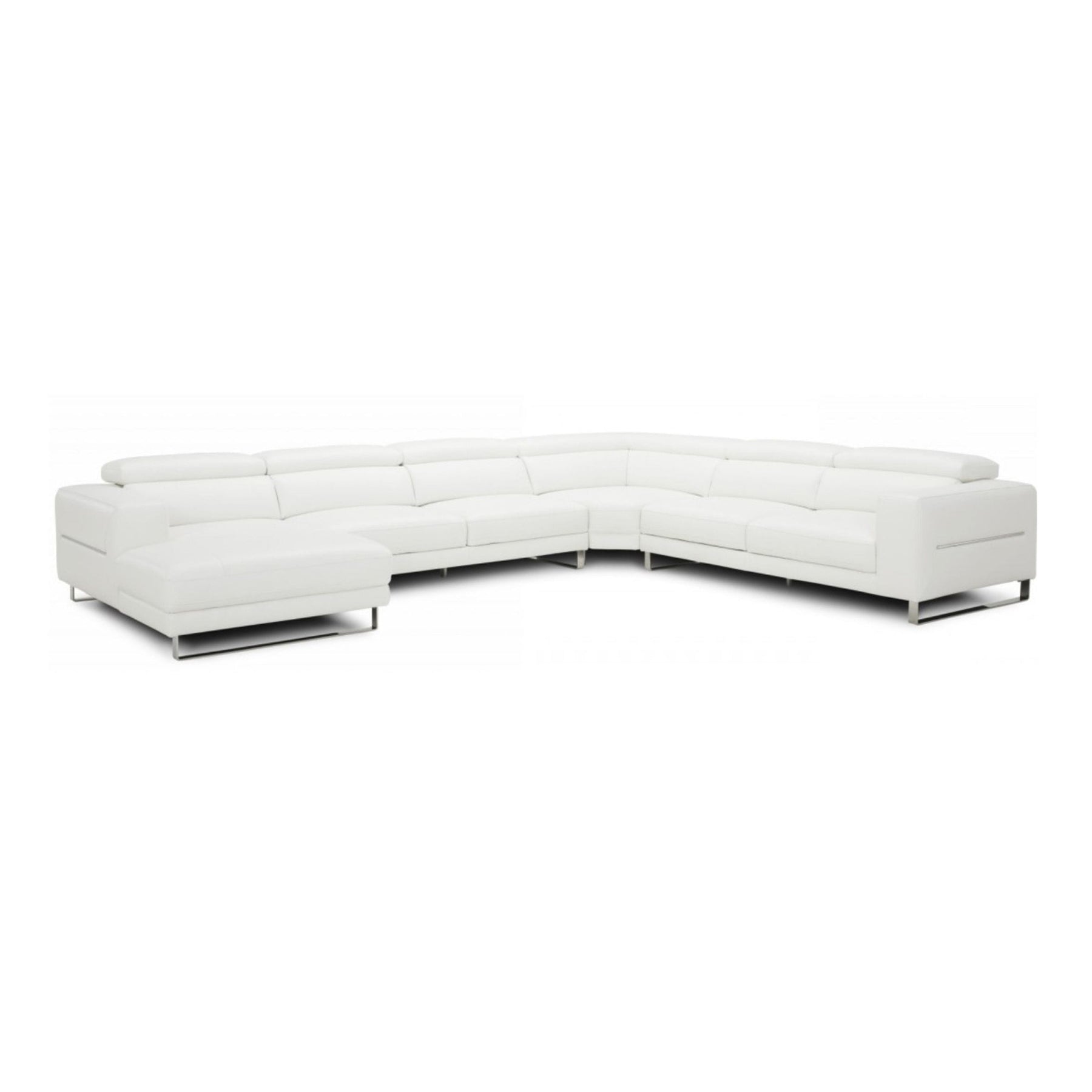Hawkey - Contemporary White Full Leather U Shaped Left Facing Sectional Sofa