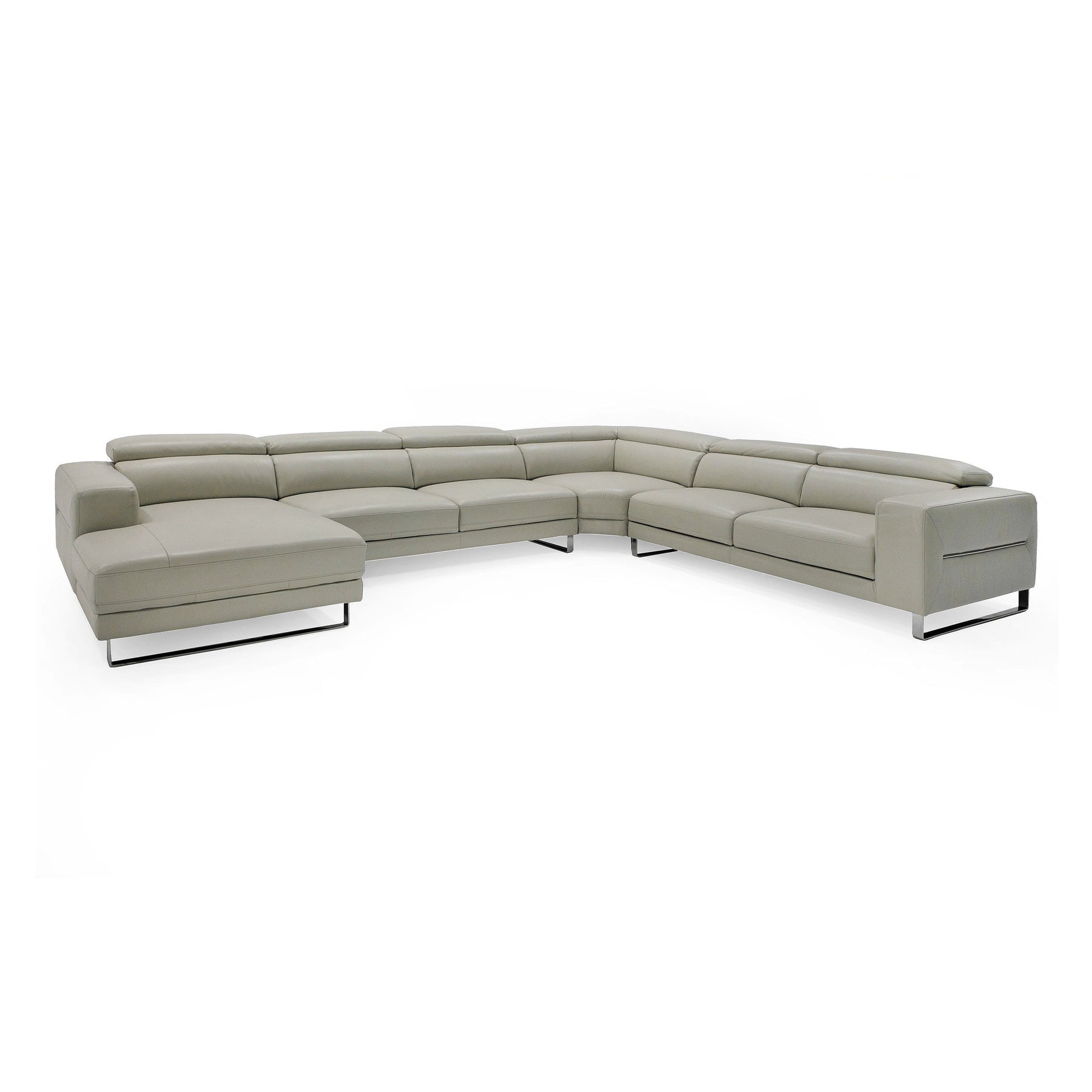 Hawkey - Contemporary Light Grey Leather LAF Chaise Sectional Sofa