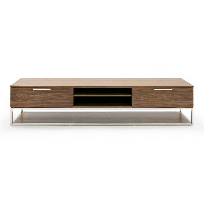 Heloise - Modern Walnut and Stainless Steel TV Stand